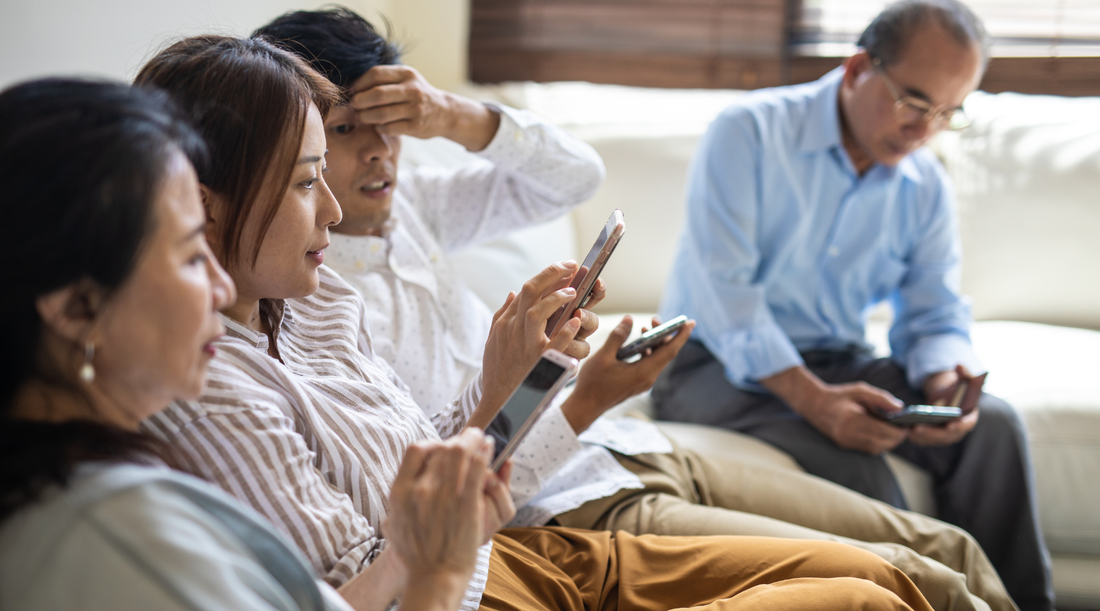 People staring at their phones