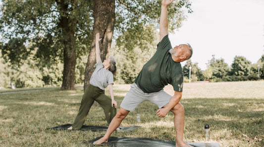 Older man stretching outdoors